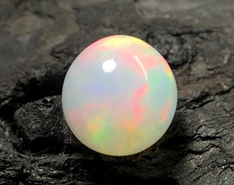 Natural Ethiopian Opal Ball, 0.95 Ct. Rainbow Loose Opal Cabochon For Jewelry Making