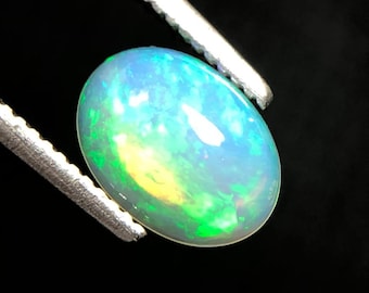 Natural Ethiopian Opal Loose Gemstone, 0.60, Ct Rainbow Fire Opal Cabochon For Jewelry Making