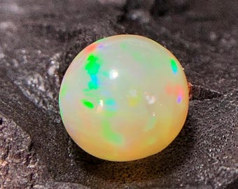 Natural Ethiopian Opal Sphere, 7.70 MM White Rainbow Fire Gemstone (2.20 Carat)