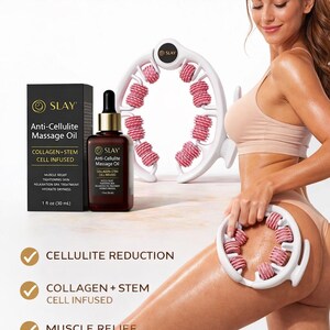 Rodillo de masaje antialérgico, aceite de masaje anticelulítico, reafirma la piel, alivio muscular. imagen 6