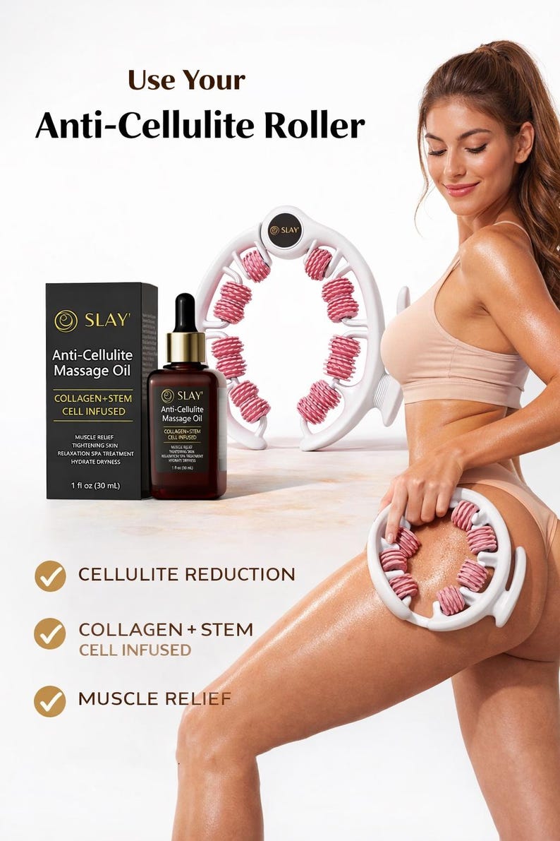 Rodillo de masaje antialérgico, aceite de masaje anticelulítico, reafirma la piel, alivio muscular. imagen 6