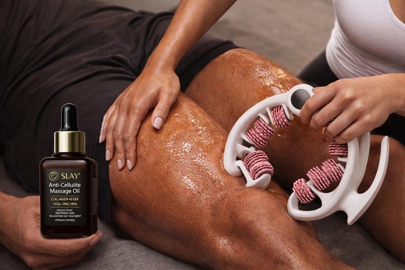 Rodillo de masaje antialérgico, aceite de masaje anticelulítico, reafirma la piel, alivio muscular. imagen 8