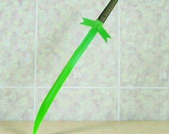 Réplica de espada de hierba hecha a mano, artículo de colección de fantasía, hoja de acero inoxidable, mango de cuero, decoración del hogar.