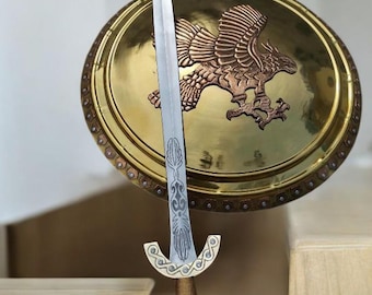 Réplica de espada y escudo de espejo de Furia de Titanes hecha a mano, decoración mitológica