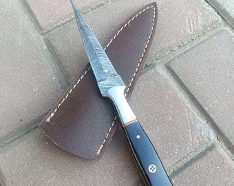 Daga de acero de Damasco hecha a mano, cuerno de búfalo, regalo de cumpleaños, regalo de Navidad