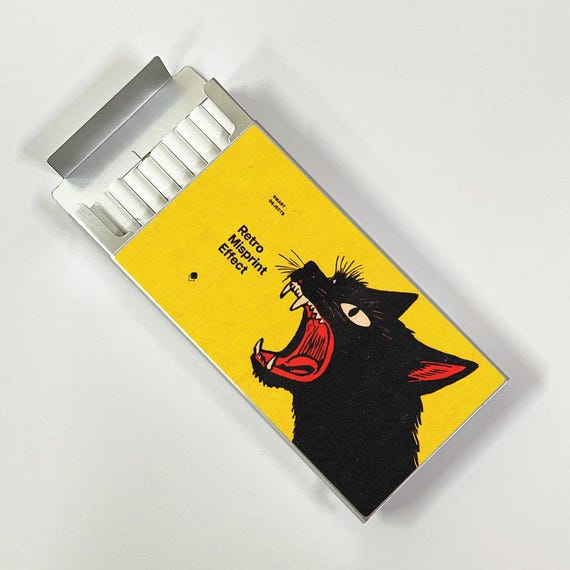 black cat cigarette case Smoking Good Morning Vintage Metal Art Nouveau Storage Box Wallet Business Card Holder Smoking Cat Fine Cigarette Case