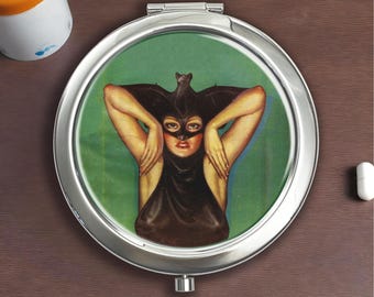 Batgirl pill box, vitamin storage box with convenient button, thoughtful health gift