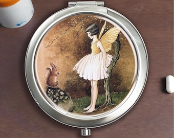 Eichhörnchen und Fee Silber Pillendose - Vitamin, Süßigkeiten, Schmuck Aufbewahrung