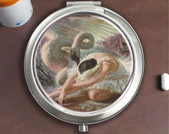 Swan Lake Ballet pill box, vitamin storage box with convenient button, thoughtful health gift