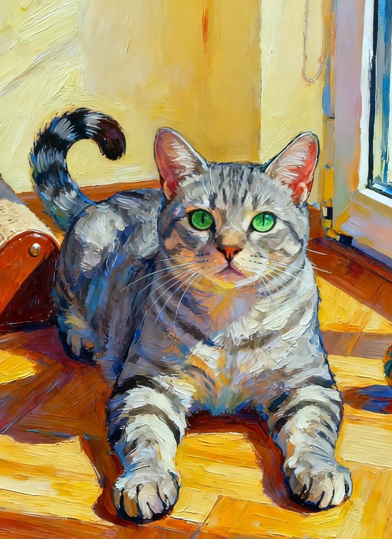 Custom Cat Portrait, Original Oil Painting on Canvas, Pet Memorial Gift ...