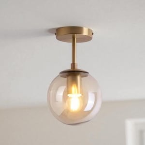 Nordic Glass Ball Ceiling Light – Vintage Copper LED Flush Mount