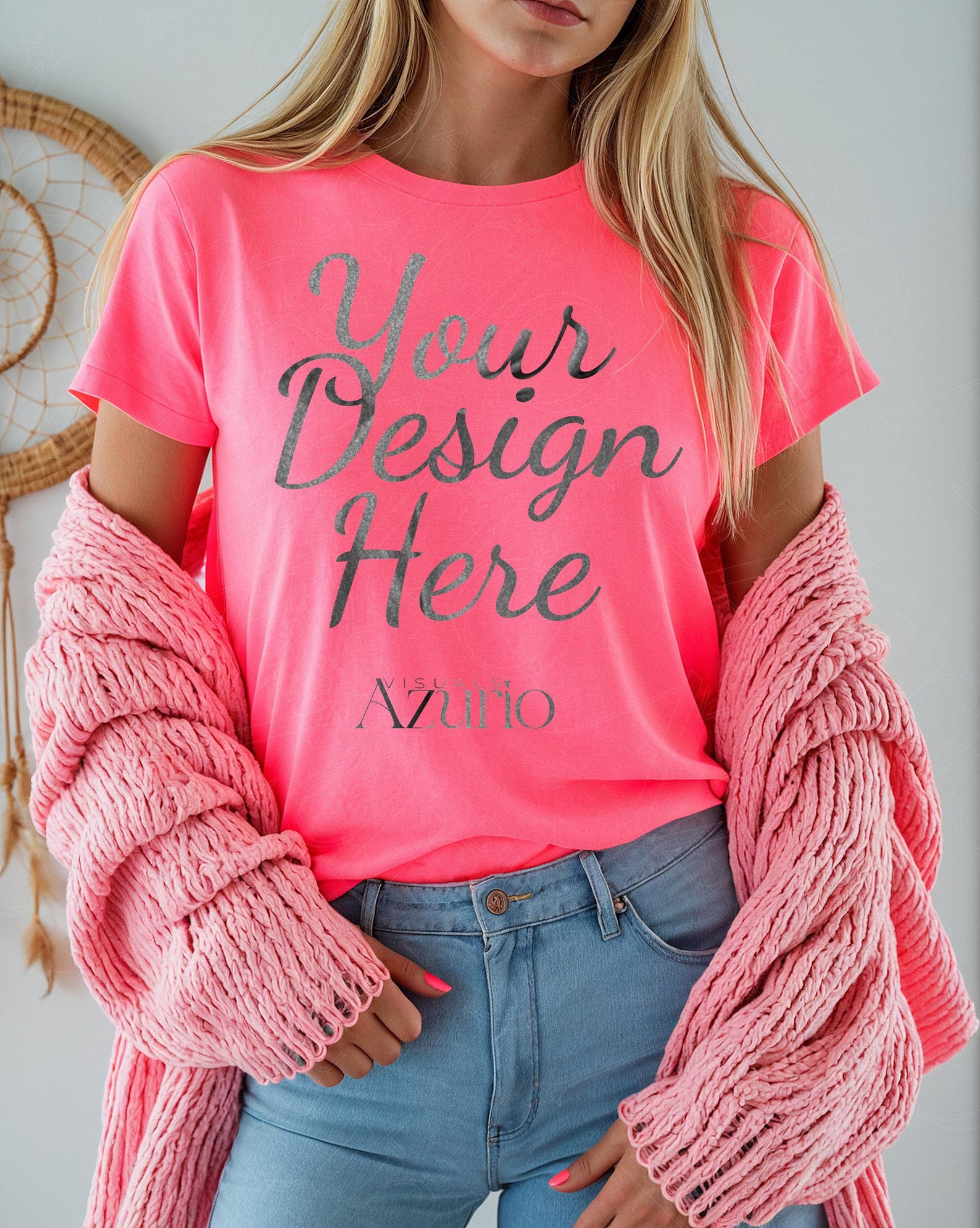 Gildan 5000 Neon Pink T-shirt Mockup | Front View | High-res JPG ...