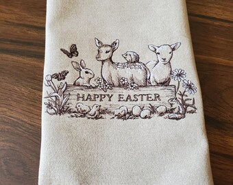 Embroidered Easter Tea Towel