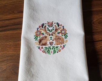 Embroidered Easter Tea Towel