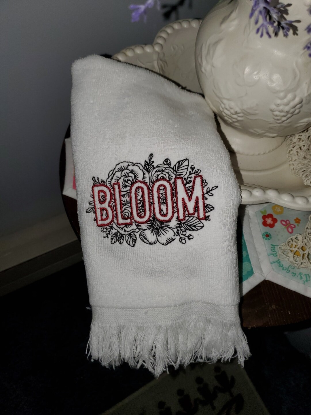 Embroidered Fingertip Towel bloom Etsy