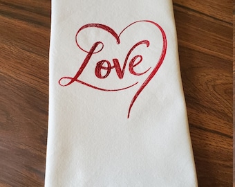 Valentine Embroidered Tea Towel