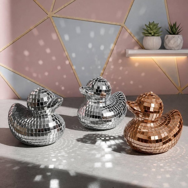 Disco Duck Mosaic Mirror Retro Design Disco Party & Home Decor Accents Gold Silver Rose Gold Cute Duck Desk Decor Party Favors Festive Decor