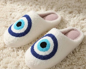 Evil Eye Slippers Cozy Plush House Indoor Slippers for Women & Men Protection House Shoes Aesthetic Fluffy Cotton Slippers Spiritual Gifts