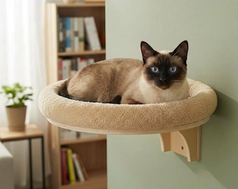 Hamaca de felpa para gatos Estante de pared de madera para gatos Escalones de pared para gatos Muebles modernos de pared para gatos Estante de escalada para gatos de interior Cama de pared para gatos Percha de pared para gatos