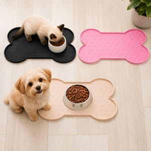Silicone Dog Bowl Mat Paw Print Waterproof Pet Food Mat Cat & Dog Feeding Mat Easy To Clean Dog Bowl Mat Pet Supplies Cat Mat Dog Placemat image 1
