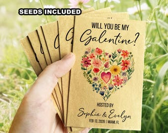 Will You Be My Galentine Seed Packets, Personalized Galentine’s Day Gift, Custom Girl Night Seed Favor, Friends Gift, Valentine Party Favors