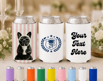 Personalized Can Cooler, Custom Koozie Favor, Logo Drink Holder, Wedding Party Favor, Birthday Baby Shower Gift, Business Event Giveaway