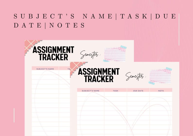 Subject Review Tracker Assignment Tracker Printable | Student Planner Page | Assignment Log ...