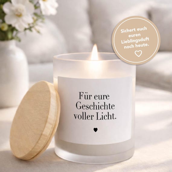 Duftkerze, Spruch, Braut, Hochzeitsgeschenk, Kerze, Braut Geschenk, Brautpaar, hochwertig, edel, Kerze im Glas, Kokos, Soya