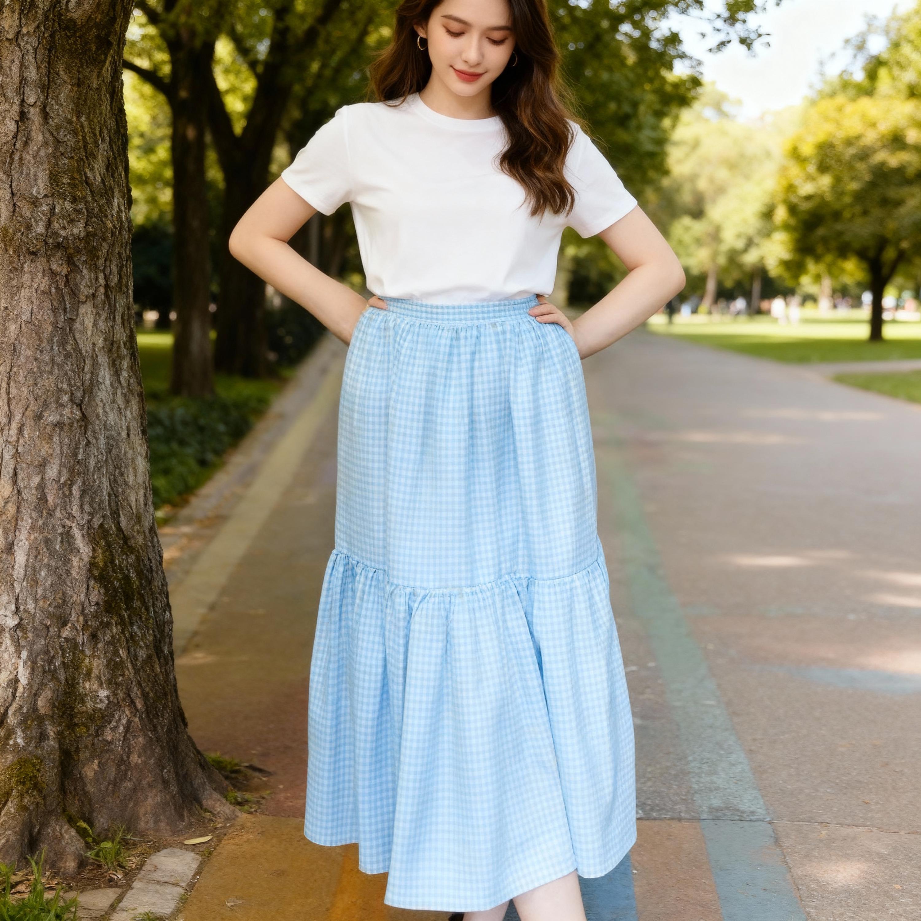 Jupe En Vichy Bleu Et Blanc Urban Outfitters - Taille S, Neuve Sans étiquettes, Style Rétro Et Frais
