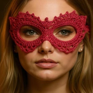 Virkmönster för maskeradmask i spets, elegant virkad mask för bal, Halloweenfesttillbehör, venetiansk spetsmask, digital nedladdning