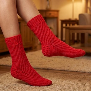 Mönster för virkade sockor, enkelt och smidigt, dammodell, vardagsmodell, PDF