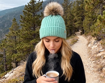Ribbed Knit Hat Pattern PDF, Cozy Winter Beanie with Pom Pom, Easy Knitting Pattern for Beginners, Chunky Wool Hat Design, Digital Download