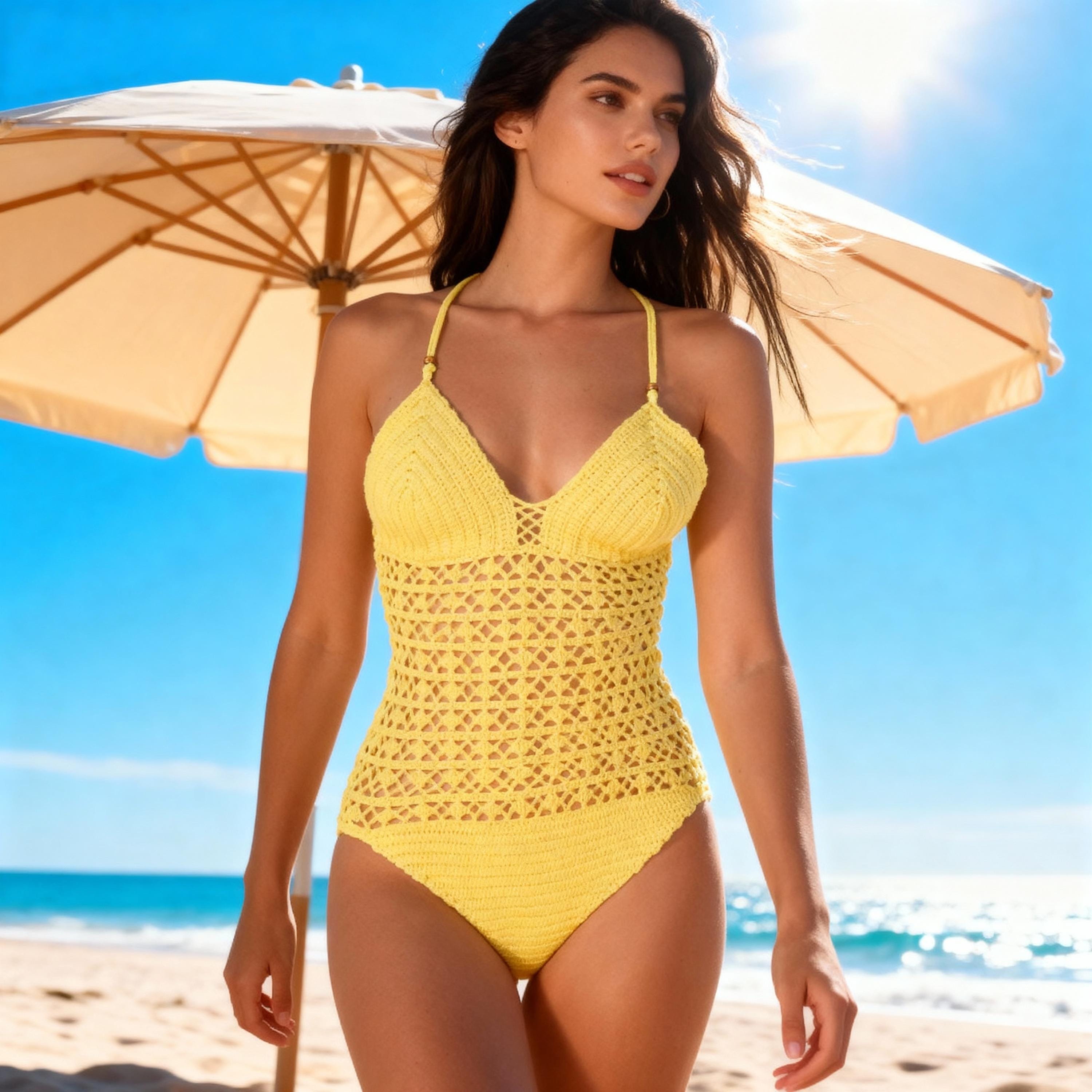 white christmas dresses Crochet One-Piece Swimsuit | Lattice Monokini | Anna Kosturova main image 1