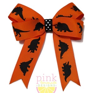 Dinosaur Brontosaurus  Orange Girls Hair Bow Hair Clip Future Paleontologist Fossils Jurassic Age Museum Field Trip Bones