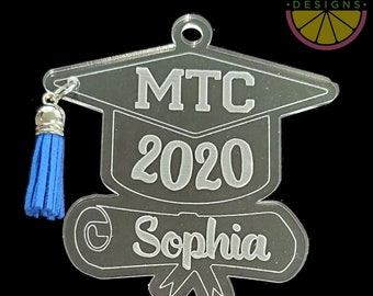 Personalized School Name Acrylic Graduation Christmas Ornament Color Tassel Grad Cap College Kindergarten Middle High 8th 5th Senior Pre-K