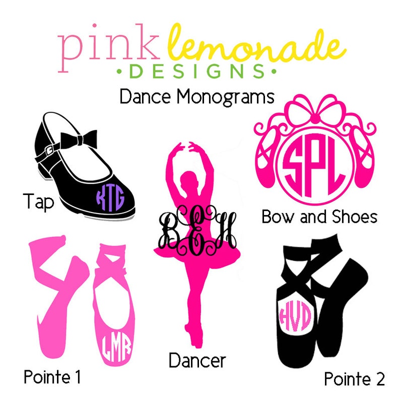 Dance Monogram decal, Tap dance Monogram Vinyl Decal, Ballet Monogram Decal, YETI decal image 1