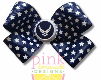 USAF Air Force Hair Bow Girls Hair Clip Pilot USA Patriotic Service Member