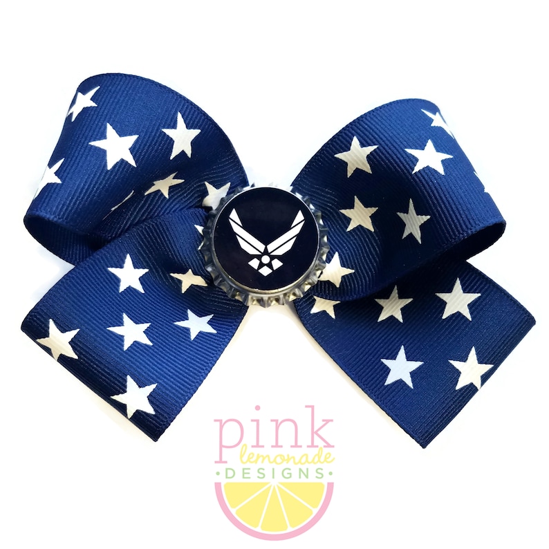 USAF Air Force Hair Bow Girls Hair Clip Pilot USA Patriotic Service Member image 1