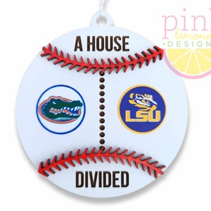 A House Divided Christmas Ornament for ANY two Baseball Teams