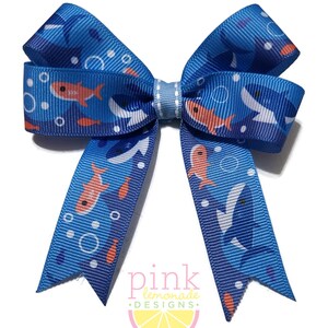 Shark Aquarium Deep Sea Fishing Ocean Fisherman Girls Hair Bow Hair Clip