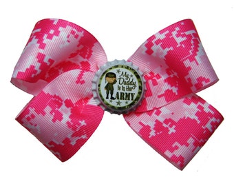 US Army Pink Digi Camo My Daddy is in the Army Hair Bow