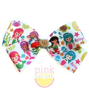 Mermaid Sparkle Shell Beachy Cruise Vacation Girl Hair Bow Hair Clip