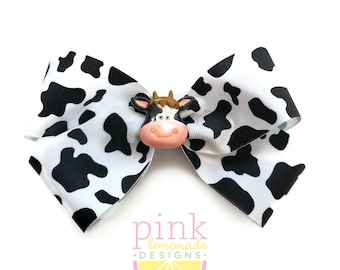 Cow Print Country Farm Future Farmer Petting Zoo Girls Hair Bow