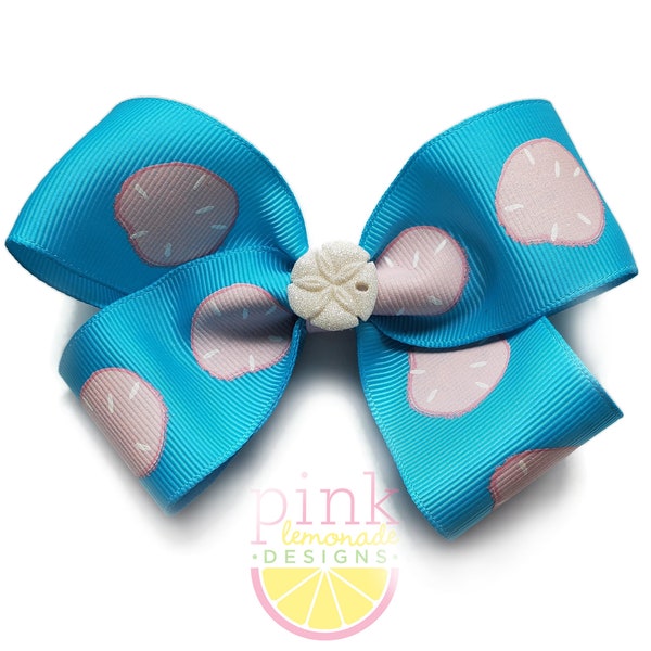 Beachy Sanddollar Sand dollar Sparkle Coastal Beach Vacation Shell Collecting Hair Bow Hair Clip