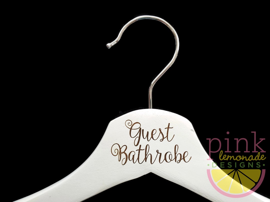 Laser Engraved White Wood Hanger Guest Bathrobe Clothing Bathroom