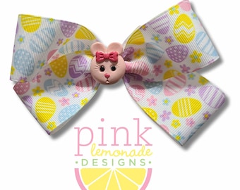 Easter Eggs Bunny Pastel Cute Church Easter Sunday Basket Girls Hair Bow Clip