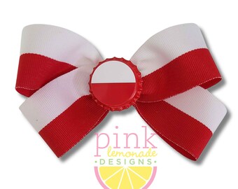Poland Flag Ribbon Patriotic Football Futbol Soccer Polish Polska Pole Girls Hair Bow Clip Red White Stripes