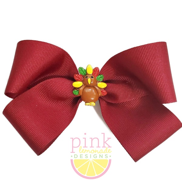 Cranberry Dark Red Maroon Burgundy Thanksgiving Turkey Holiday Hair Bow Hair Clip