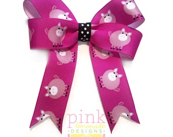 Magenta Pig Piggie Country Future Farmer Farm Girls Hair Bow Girls Hair Clip