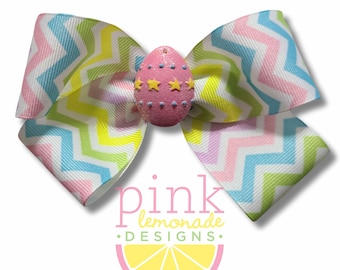 Glitter Easter Egg Chevron Pastel Cute Church Easter Sunday Basket Girls Hair Bow Clip